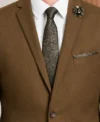 Mens 2024 Slim Fit Caramel Solid Suit Collar