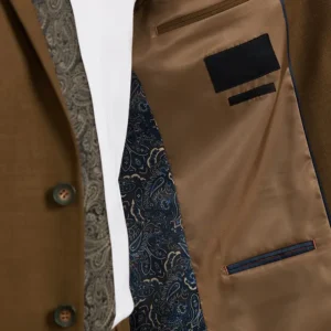Mens 2024 Slim Fit Caramel Solid Suit Inner