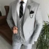 Mens 3 Piece Grey Slim Fit Wedding Tuxedo Suit