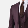 Mens 3 Piece Peak Lapel Purple Suit Collar