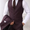 Mens 3 Piece Peak Lapel Purple Suit Vest