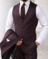 Mens 3 Piece Peak Lapel Purple Suit Vest