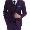 Mens 3 Piece Purple Casual Slim Fit Suit