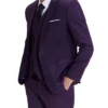 Mens 3 Piece Purple Casual Slim Fit Suit Style