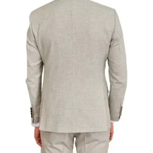 Mens 3 Piece Tweed Light Brown Suit Back