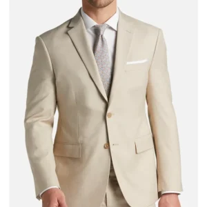 Mens Beige Two Piece Stylish Casual Suit