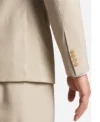 Mens Beige Two Piece Stylish Casual Suit Sleeves