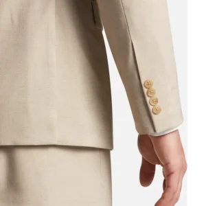Mens Beige Two Piece Stylish Casual Suit Sleeves