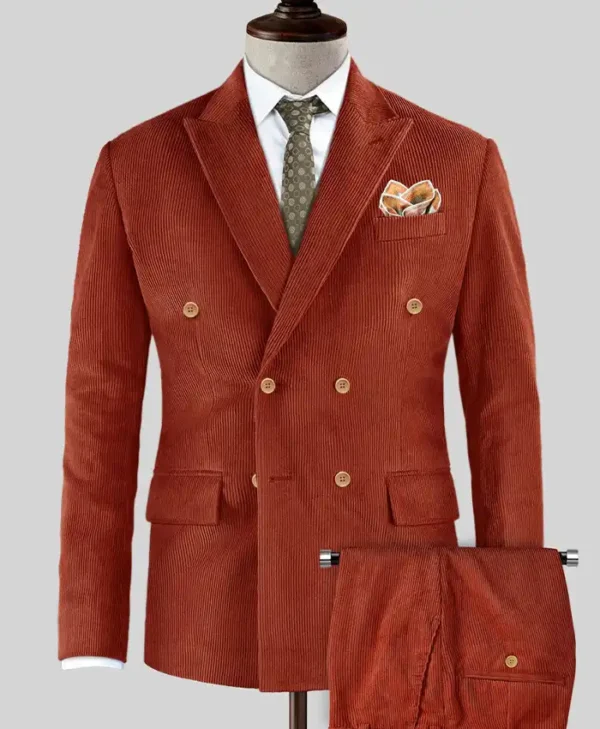 Mens Best Burnt Sienna Corduroy Suit Blazer