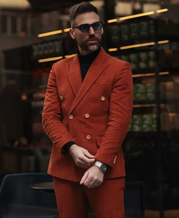 Mens Best Burnt Sienna Corduroy Suit Main