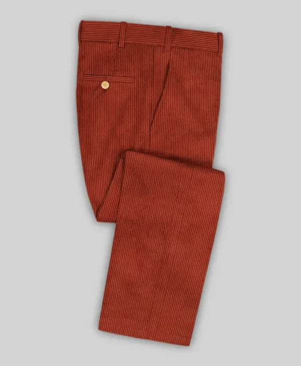 Mens Best Burnt Sienna Corduroy Suit Pant
