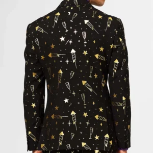 Mens Black Fancy Fireworks 2 Piece Suits Back