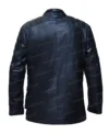 Mens Black Leather Quilted Shoulder Jacket Back