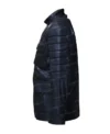 Mens Black Leather Quilted Shoulder Jacket Right Side