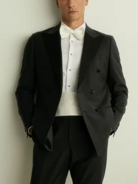 Mens Black Modern Fit Double Breasted Tuxedo Main