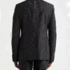 Mens Black Pinstripe Stylish 2 Piece Suit Back