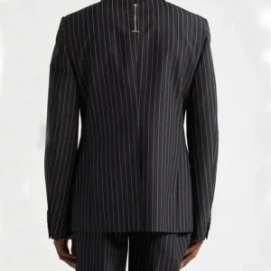 Mens Black Pinstripe Stylish 2 Piece Suit Back