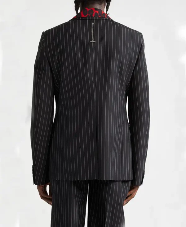 Mens Black Pinstripe Stylish 2 Piece Suit Back