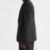 Mens Black Pinstripe Stylish 2 Piece Suit Right Side