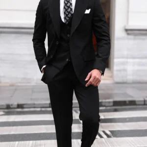 Mens Black Slim Fit Three Piece Suit