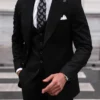 Mens Black Slim Fit Three Piece Suit Vest