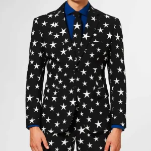 Mens Black Starstruck Printed 2024 Suit