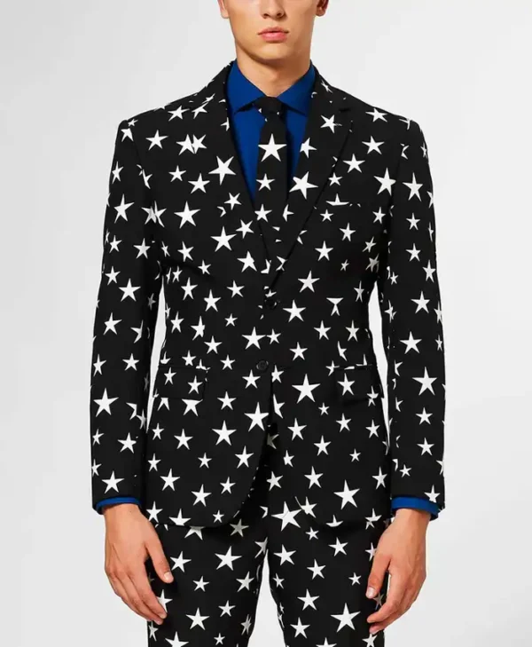 Mens Black Starstruck Printed 2024 Suit