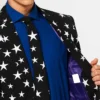 Mens Black Starstruck Printed 2024 Suit Collar