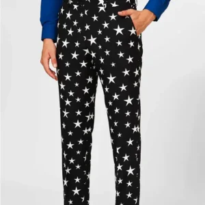 Mens Black Starstruck Printed 2024 Suit Trouser