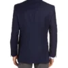 Mens Blue And Grey Classic Fit Wool Blazer Back