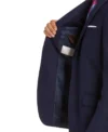 Mens Blue And Grey Classic Fit Wool Blazer Closure