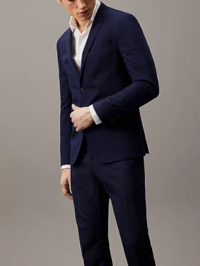 Mens Blue Slim Fit Shawl Lapel Suit