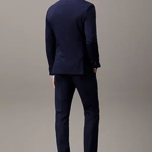 Mens Blue Slim Fit Shawl Lapel Suit Back