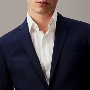 Mens Blue Slim Fit Shawl Lapel Suit Collar