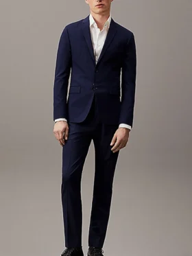 Mens Blue Slim Fit Shawl Lapel Suit Main