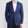 Mens Blue Trim Fit Plaid Wool Sport Suit