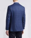 Mens Blue Trim Fit Plaid Wool Sport Suit Back
