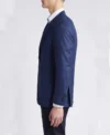 Mens Blue Trim Fit Plaid Wool Sport Suit Side
