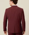 Mens Brick Red Slim Fit Stretch Suit For Wedding Back