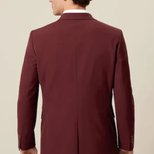 Mens Brick Red Slim Fit Stretch Suit For Wedding Back