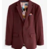 Mens Brick Red Slim Fit Stretch Suit For Wedding Blazer