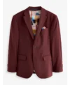Mens Brick Red Slim Fit Stretch Suit For Wedding Blazer