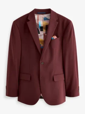Mens Brick Red Slim Fit Stretch Suit For Wedding Blazer