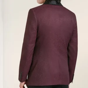 Mens Burgundy Slim Fit Tuxedo For Wedding Back