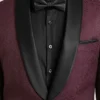 Mens Burgundy Slim Fit Tuxedo For Wedding Collar