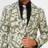 Mens Cashanova Printed Party Suit Hands on