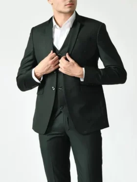 Mens Classic 3 Piece Royal Green Wedding Suit