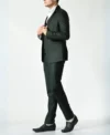 Mens Classic 3 Piece Royal Green Wedding Suit Side