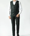 Mens Classic 3 Piece Royal Green Wedding Suit Vest