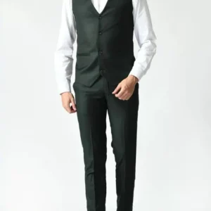 Mens Classic 3 Piece Royal Green Wedding Suit Vest
